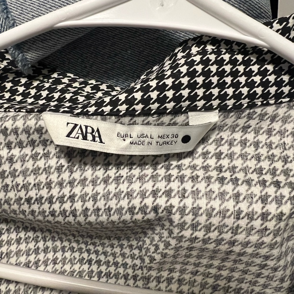 Zara Black and White Houndstooth Dress Size L New